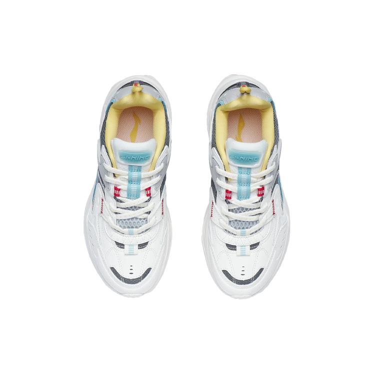Li Ning Spacetime Classic Амортизирующие Низкие Беговые Кроссовки Женские Бело-Серые AGCR332-5