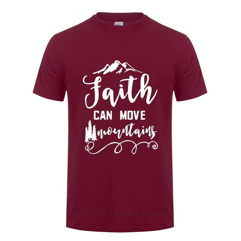 Jesus Christian Faith Can Move Mountains Funny T-Shirt For Unisex Male Short Sleeve O Neck Cotton T Shirt Loose Large Size Tshirt
