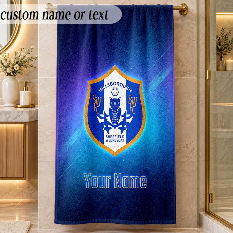 Beach TowelSheffield Wednesday FC Custom Name Text Personalized Soft Towel for Beach Pool Indoor Home Decor Gift