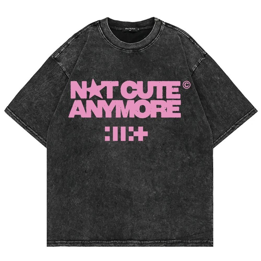 ILLIT Not Cute Anymore Album Graphic Print TShirts Fahsion Women TShirt Mineral Wash Tops Vintage Cotton Tee Shirt
