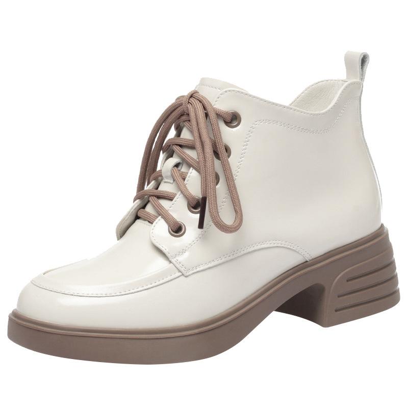 Осень Зима Женская Обувь Лакированная Кожа Плюшевые Теплые Женские Ботинки Платформа Толстая Подошва Ботильоны Женская Обувь Ботинки на Высоком Каблуке