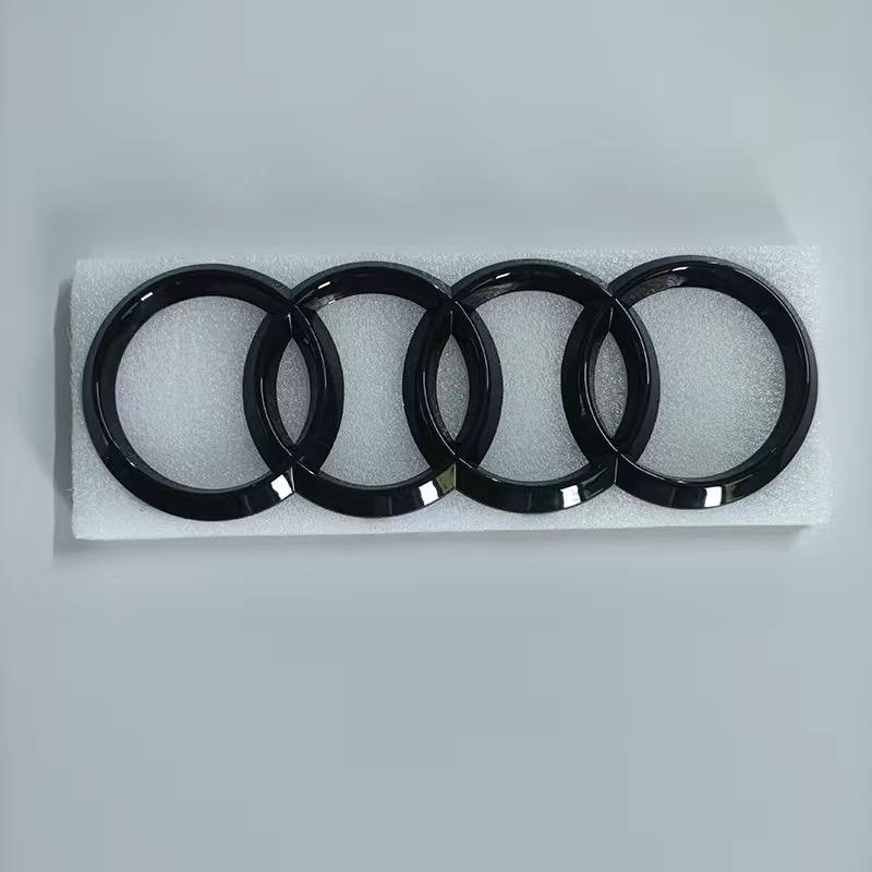 hot RS3 2016-2020 Sline Emblem 4-Ring logo ABS Black Car Hood Front Grill Emblem Rear Trunk Badge Sticker