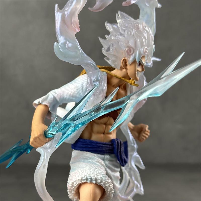 One Piece Luffy Sun God Nika Gear 5 Action Figure With Lightning Effect Collectible Model