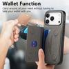 Чехол для iPhone 17 Pro Max с молнией, держателем для карт, подставкой, текстурой джинсовой ткани, кожаной задней крышкой