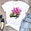 (Азиатский размер) Футболка с цветочным принтом, милая трендовая женская футболка 90-х годов, женская одежда с коротким рукавом, модные футболки с графическим принтом