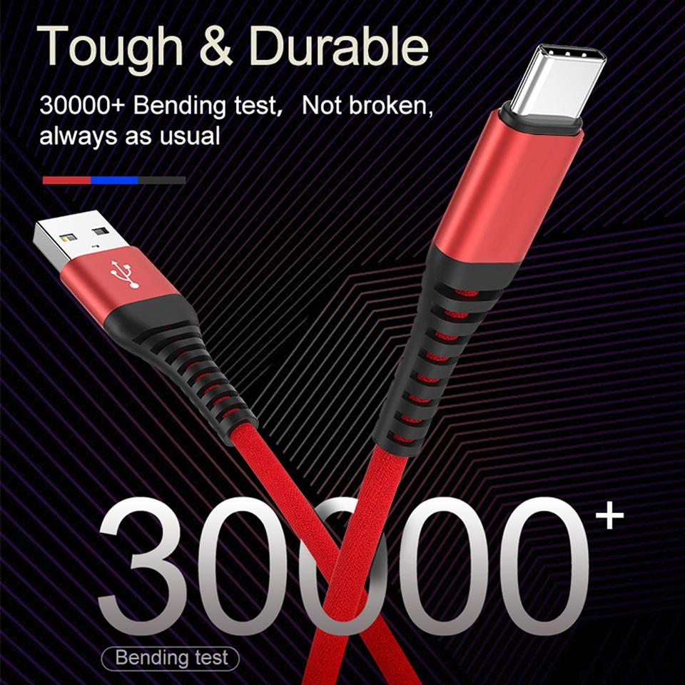 Кабель USB A-Type C для синхронизации данных, 3 А, быстрая зарядка, нейлоновый плетеный провод, зарядный кабель для мобильного телефона Samsung Huawei Android USB C