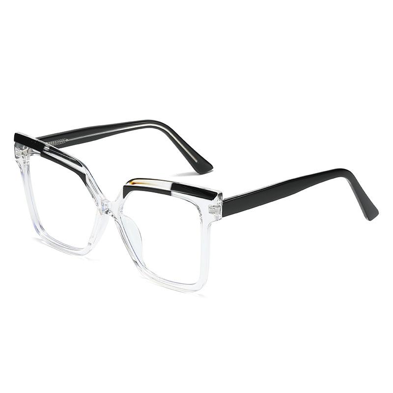 Personalized Tr90 Anti-Blue Light Large Frame Flat Mirror, Contrasting Color Glasses Frame