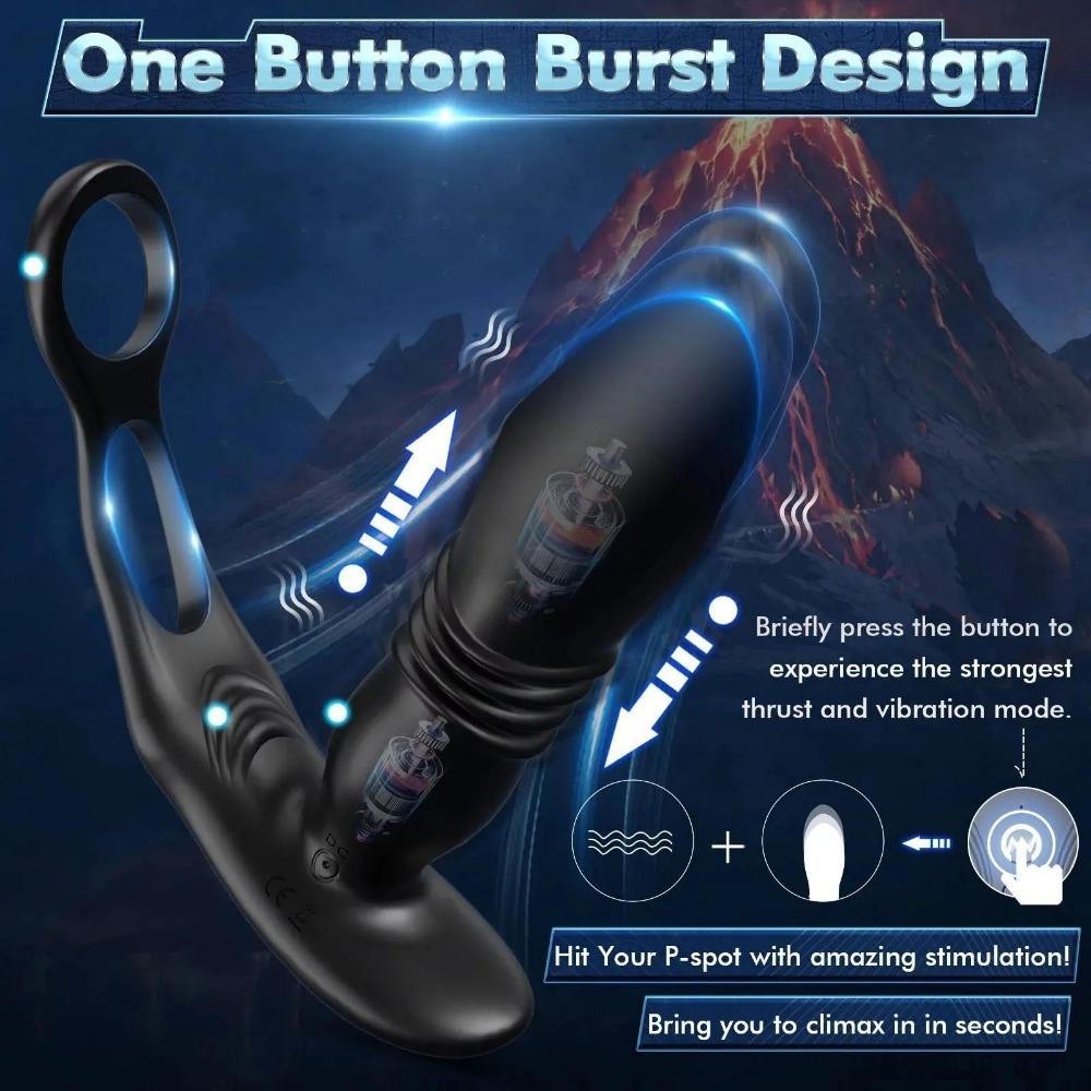 Male Sex Toys Prostate Massager 4 In 1 Vibrating Cock Ring Penis Ring with Remote Control 7 Patterns G Spot Vibrator Adult Sex Toys for Couples