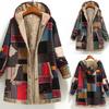 Зимнее теплое лоскутное пальто Свободная бохо-куртка Женская с капюшоном с длинным рукавом Верхняя одежда Повседневная уличная мода Одежда для леди