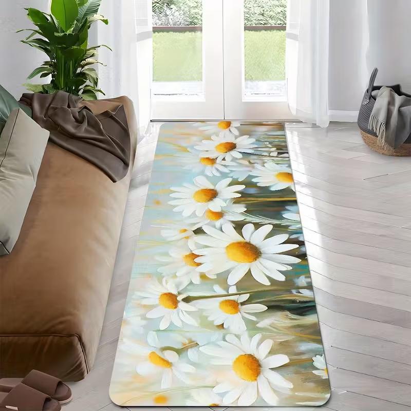 Vintage Wildflower Floral Runner Rug Boho Garden Botanical Print Non-Slip Soft Floor Mat Cottage Aesthetic Home Decor Carpet