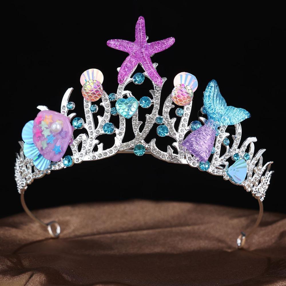 Tiaras Crystal Shell Mermaid Sea Star Crown Tiara Headband Bride Wedding Hair Accessories