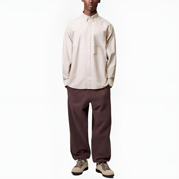 Carhartt WIP FW25 Рубашка в полоску Cassel Удобная Простая Свободная Рубашка с длинным рукавом Мужские рубашки I035327-35E-XX
