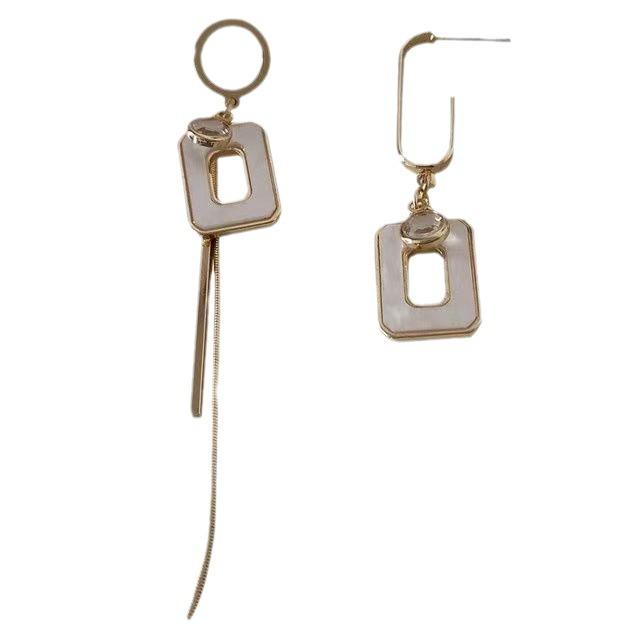 Rectangle Asymmetrical Earrings Women'S Long Tassel Ab Earrings Women'S Versatile High-End Earrings