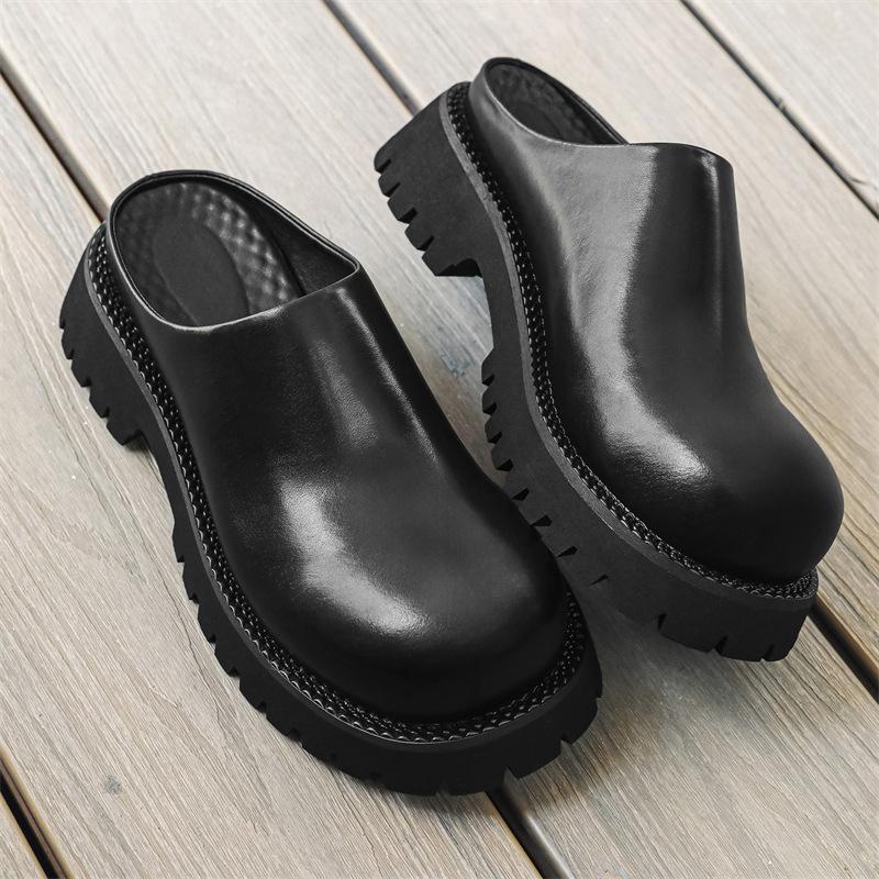 Fashion Summer Thick Platform Men Slippers Punk Platform Slippers Chunky Casual Shoes Male Loafers Outdoor Slides Indoor Beach Sandals