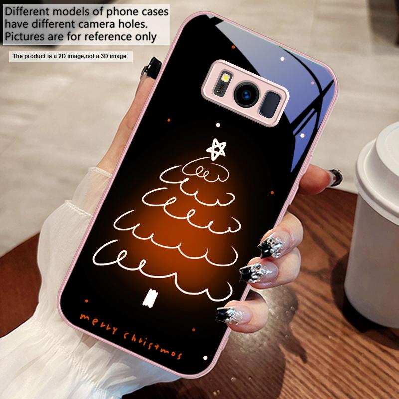 Белая линия Рождественская елка Для Samsung S25 S25 Edge S25Ultra S8 9 S10 20 U ltra S21 Pro 22 Plus S23 FE S24 Ultra Стеклянный чехол для телефона