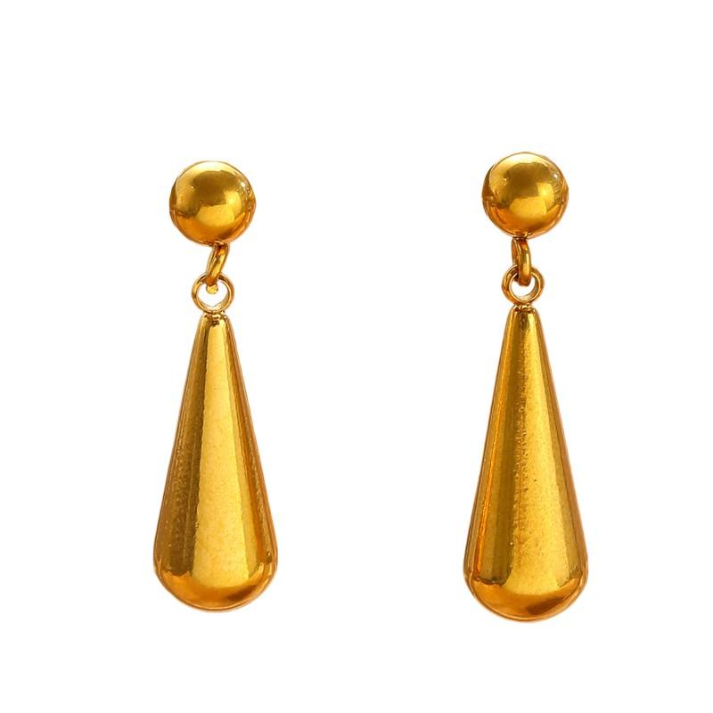 Stainless Steel Water Drop Pendant Necklace Women Minimalist Elegant Chain Jewelry Set With Earrings
