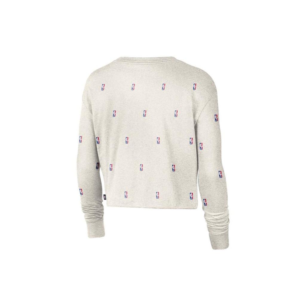 Nike Футболка Outlets Team 31 Courtside с принтом букв и принтом, хлопковая, с длинным рукавом, с круглым вырезом, женская, серая DN3623-051