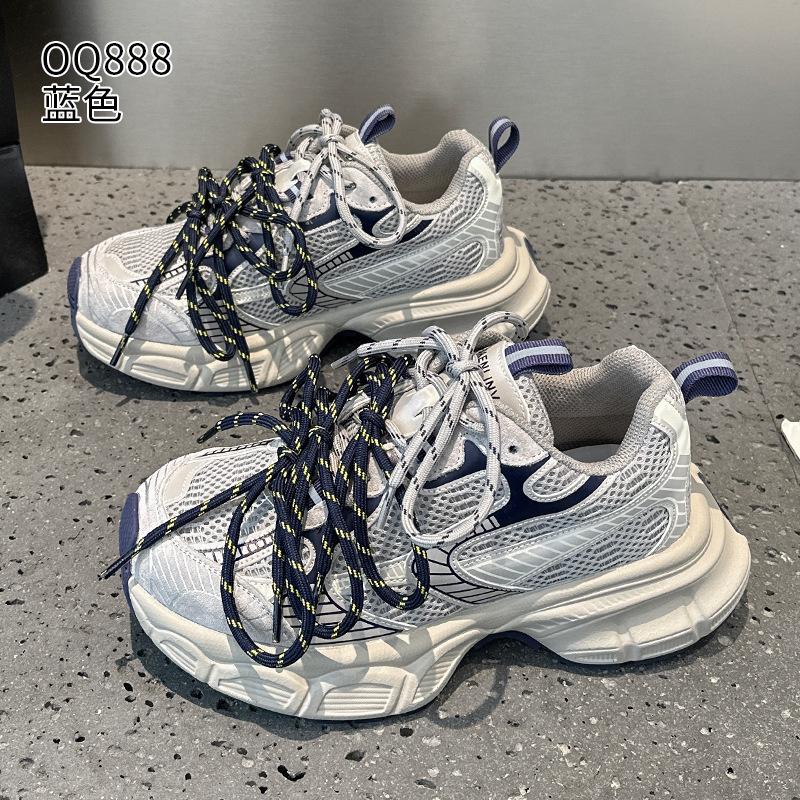 Leather dad shoes women's 2026 spring and autumn new retro platform lace-up breathable student sports and leisure shoes
