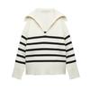 Lazy Autumn New Fashion Polo Collar Striped Pullover
