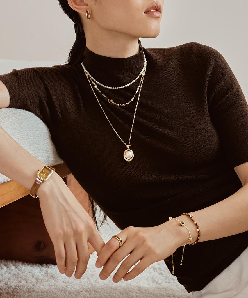Lola Rose Heliocentric Tiger Eye Citrine Bead Women'S Necklace