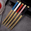 23cm Long Stainless Steel Chinese Chopsticks Reusable Tableware Non-Slip Noodles Sushi Food Chopsticks Sticks Kitchen Tools