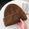 Female autumn and winter rabbit fur hat white warm thickened large head circumference showing face small plush knitted ear protector wool hat