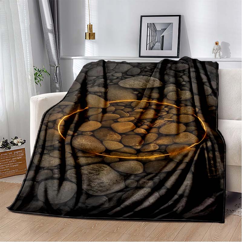 3D Fashion Wave Pebble Starfish Cartoon Flannel Blanket Sofa Bed Bedroom Warm Portable Exquisite Extra Large Warm Blanket Gift