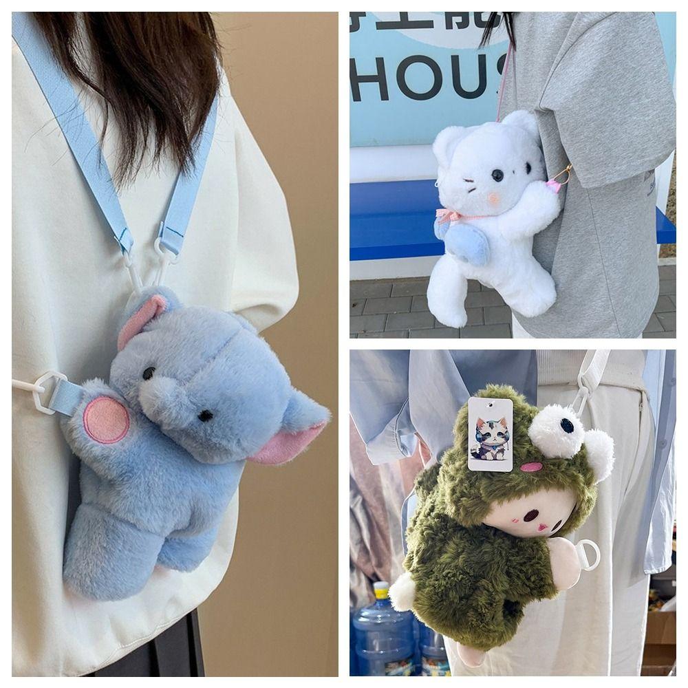 Korean Style Plush Doll Crossbody Bag JK Lolita Animal Shoulder Bag Children's School Bag Girls