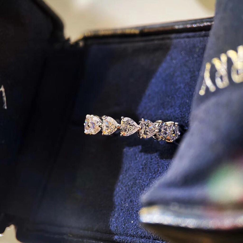 Кольцо с бриллиантами в форме сердца, модное, с любовью, с имитацией целого круга, бриллиантовое кольцо, не способное терять цвет