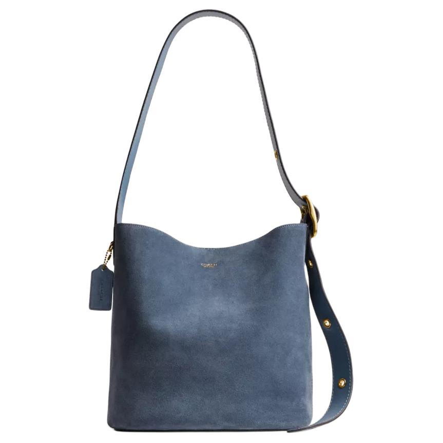 Coach Bleecker 28 Removable Zipper Bag Suede Leather Shoulder Bag Large Women shoulder bag Denim-Blue CCC24-B4LD