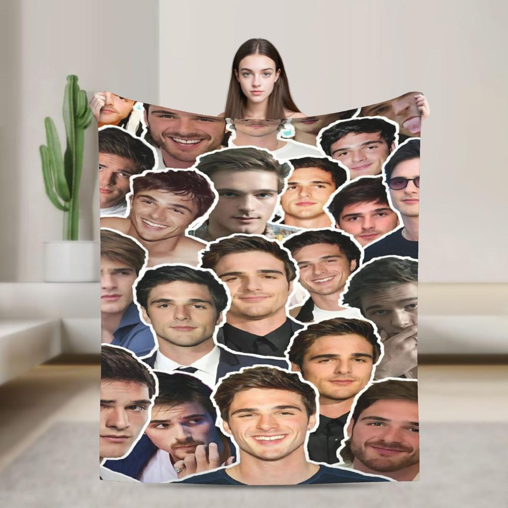 Jacob Elordi Actor Photo Collage Soft Warm Blankets Office Plush Throw Blanket Home Decor Flannel Bedspread Sofa Bed Cover