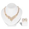 Women KC Gold Plated Rhombus Shape Necklace Earrings Rhinestones Jewelry Set