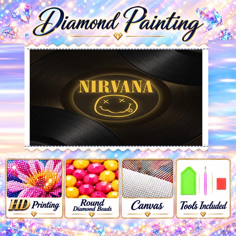 Nirvana Diamond Painting Kit 5D Full Drill DIY Diamond Mosaic Wall Art Home Decor