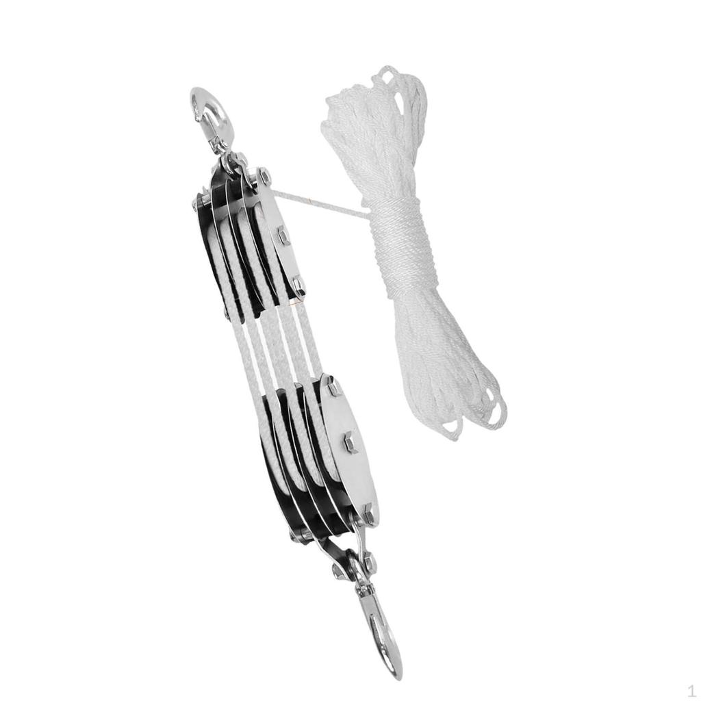 Блок канатной тали и полиспаста, система шкивов, портативный, сверхпрочный, вращающийся на 270 градусов крюк