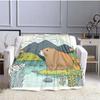 MINISO Capybara Printed Blanket Children Adult Blanket Soft and Warm Bedding for Bed Sofa Outdoor Travel Cover Blanket