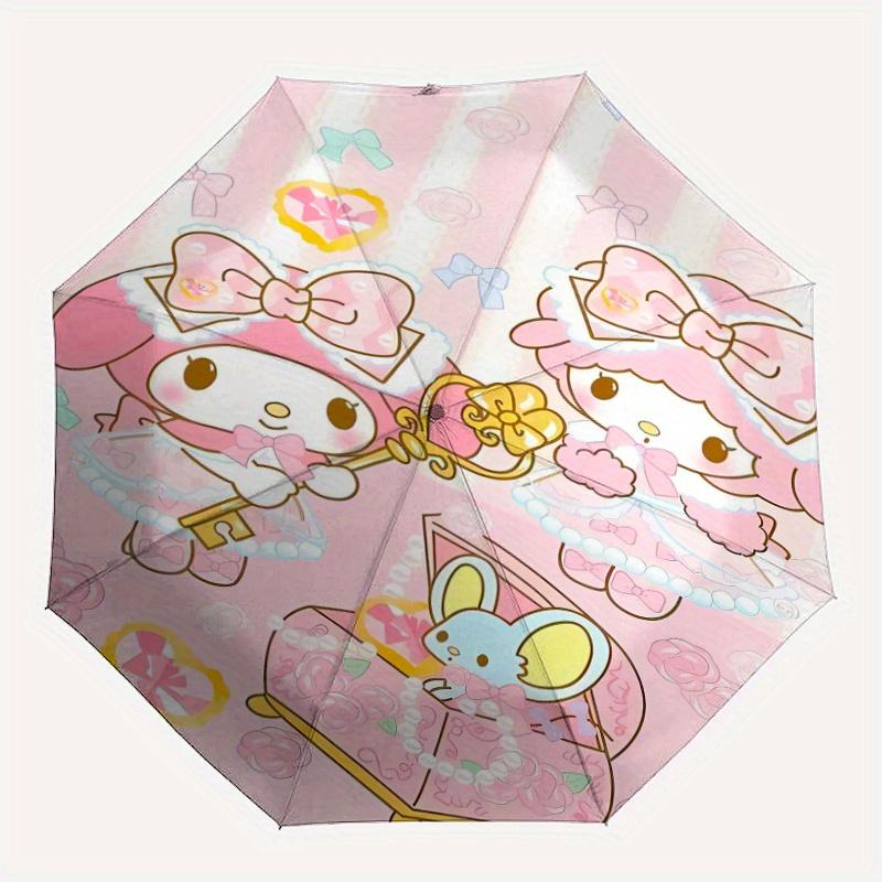Beautiful My Melody Automatic 3-Fold Umbrella Design, Cute Cartoon Pattern, Portable Outdoor Umbrella, Perfect, Holiday Gift for Disney fans.Y007
