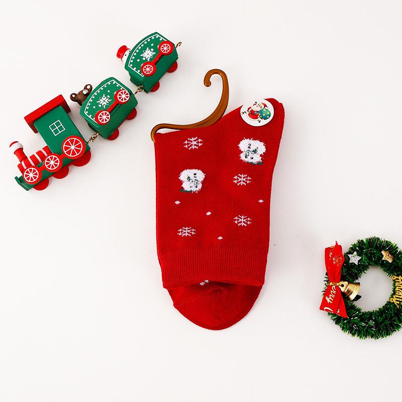 Женские хлопковые носки до середины икры с рождественским дизайном, устойчивые к запаху - мультяшные полоски для осени и зимы