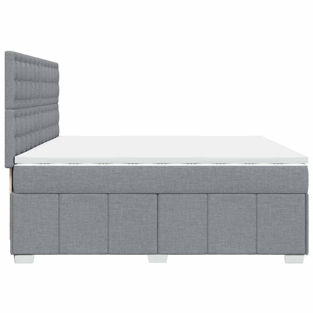 Box Spring Bed with Mattress Light Grey 200 x 200 cm Fabric