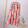 Юбка с цветочным принтом и полудлинной юбкой для женщин, весна/лето, длинная, в стиле ретро, с высокой талией, эластичная, длинная юбка
