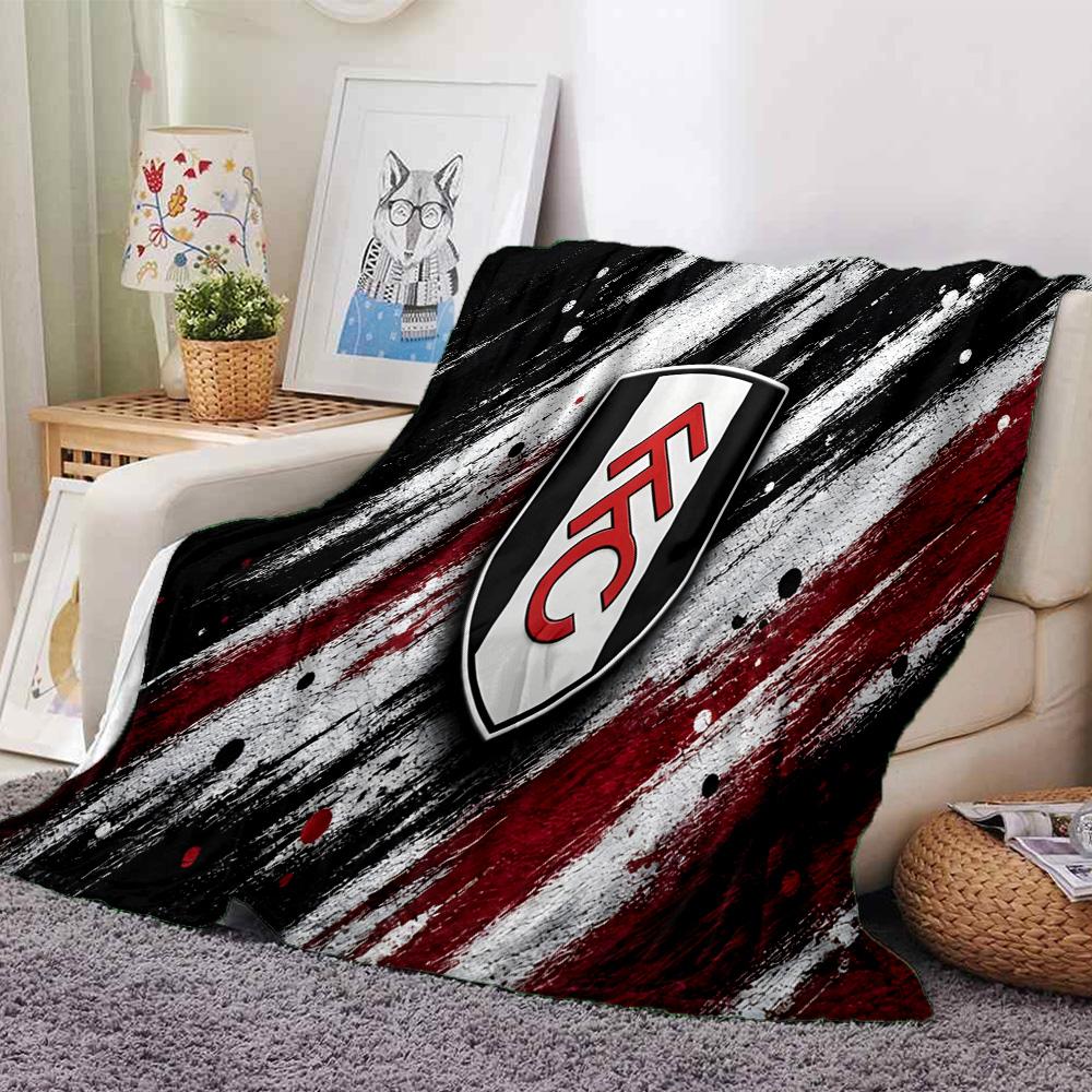 Fulham Football Crest Flannel Blanket, Soft Polyester, Modern Design, All-Season for Camping, Travel, Gifts for holidays or birthdays