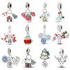 New Christmas Charm 925 Sterling Silver Snowman Christmas Tree Socks Charms Beads Fitfashion Original Bracelet Fine Diy Jewelry