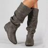 Women's Shoes 2025 Hot Sale Sleeve Women's Boots Autumn Winter Round Toe Solid High Tube Low-heeled Plus Size Western Boots