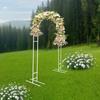 White Metal Wedding & Party Arch Stand, 150x220cm Large Sturdy Steel Structure w/ Base, 22lbs Load-Bearing for Balloon Backdrop