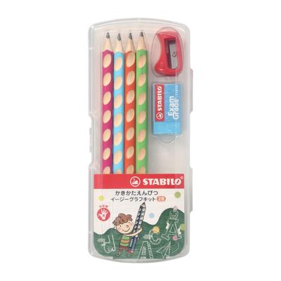 STABILO EasyGraph Writing Pencils Starter Set 4 1 of Triangular Corrects Personalized with for 4 Pencils Green (2B, Colors, Each), Right-Handed,
