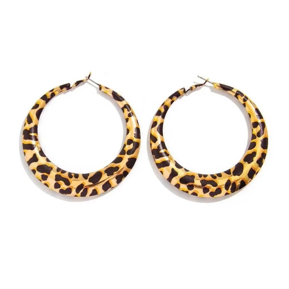 Leopard Print Piercing Earrings Vintage Charm Jewelry New Large Round Hoop Earring for Women