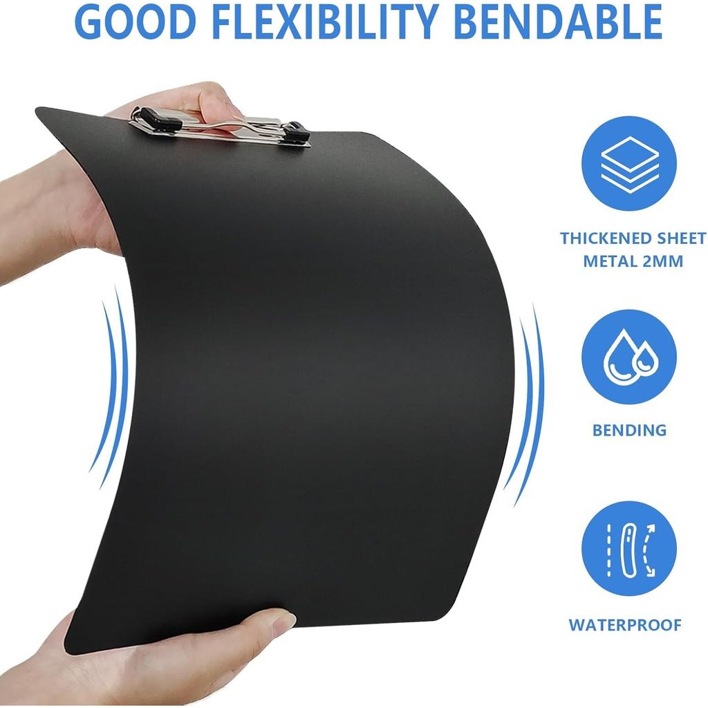 4pcs A4 Clipboard Folders, Black Plastic Writing Boards with Metal Rings, Durable Job Ticket Holders for Notes, Forms, Documents