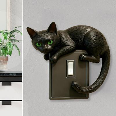 Черный кот накладка на выключатель 3D собака накладка на выключатель животное накладка на тумблер для дома офиса комнаты декоративные аксессуары