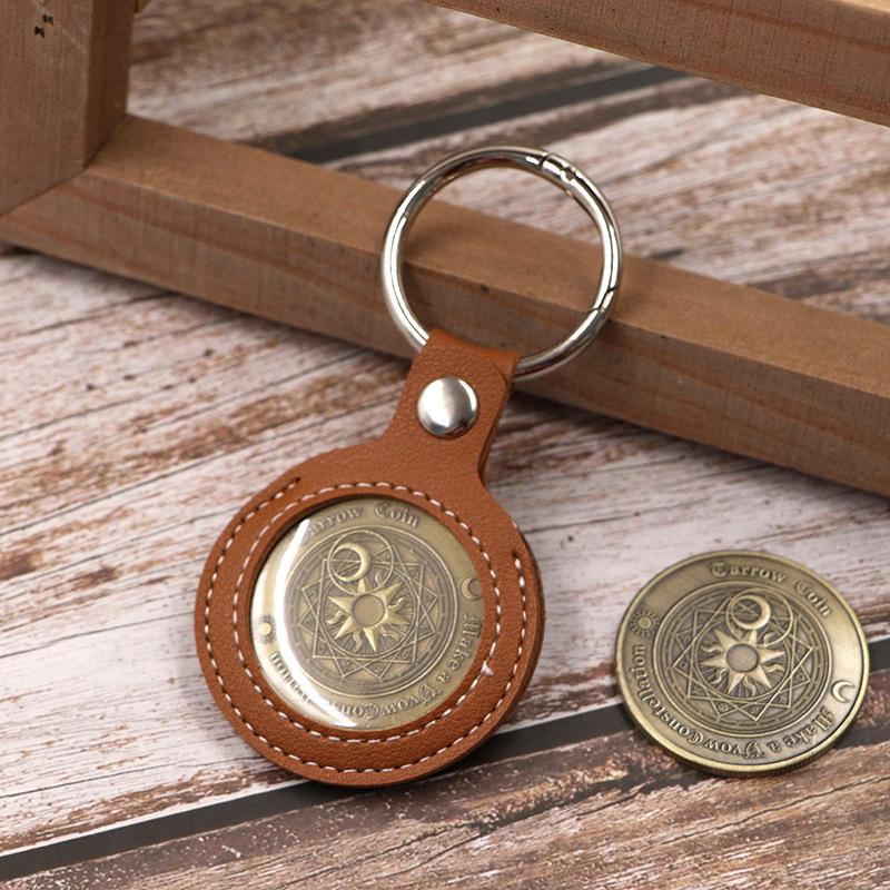 Badge Decision Coin Storage Keychain Leather Case 30-38mm Commemorative Coin Protective Case