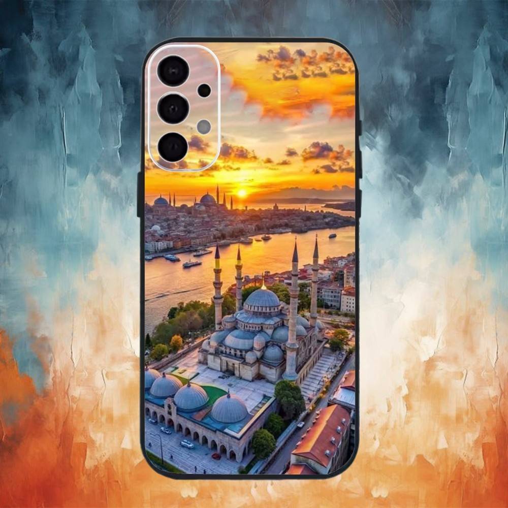 Турция Стамбул Пейзаж Чехол для телефона Для Samsung S25,S24,S21,S22,S23,S30,Ultra,S20,Plus,Fe,Note,10,9,5G Черный Чехол