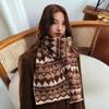 Женский зимний жаккардовый вязаный шарф Ретро Утолщенный Теплый шерстяной шарф Модный шарф